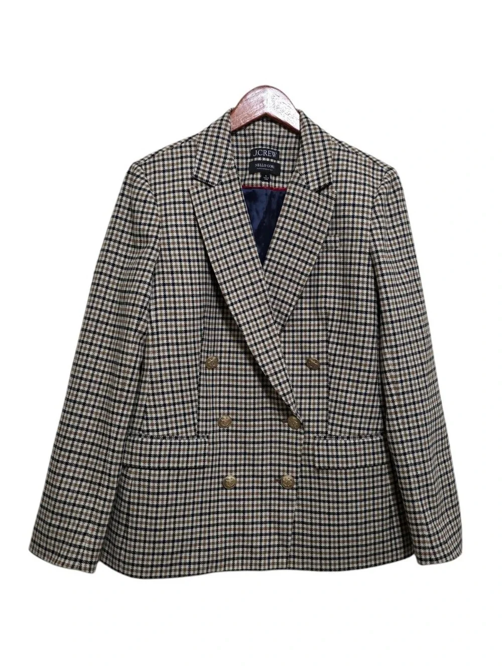 J. Crew Brynn Blazer in Brown Plaid Italian Wool Blend Size 8